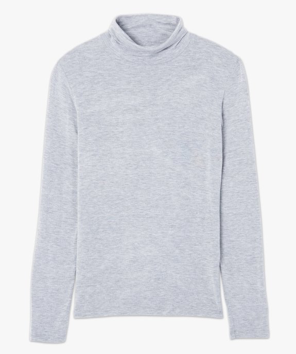 Tee-shirt femme uni avec col roulé et manches longues vue4 - GEMO 4G FEMME - GEMO
