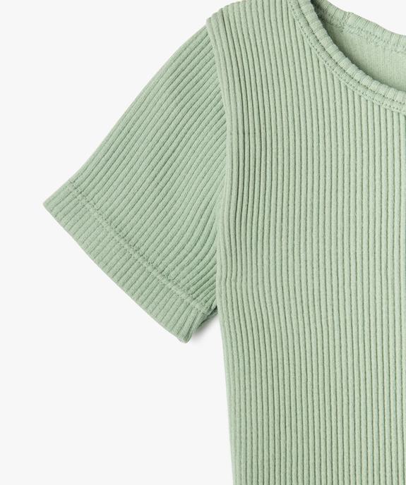 Tee-shirt court à manches courtes en maille côtelée fille vue3 - GEMO (ENFANT) - GEMO