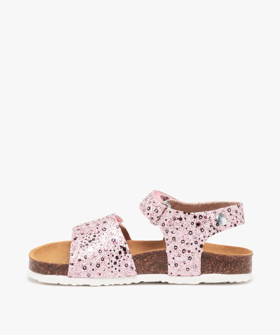 Sandales fille à semelle liège dessus pailleté fermeture scratch vue3 - GEMO (ENFANT) - GEMO