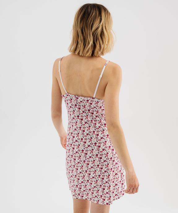 Nuisette en viscose avec col V dentelle et fines bretelles femme vue3 - GEMO 4G FEMME - GEMO