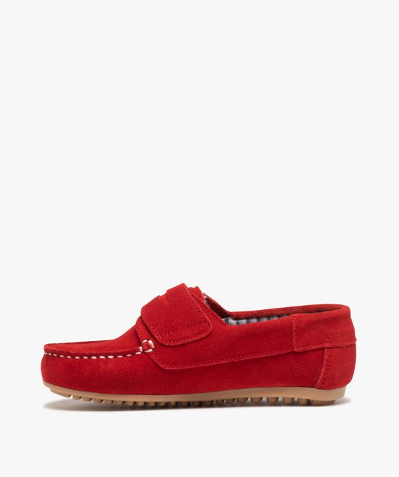 Mocassins garçon à scratch dessus cuir retourné uni vue3 - GEMO (ENFANT) - GEMO