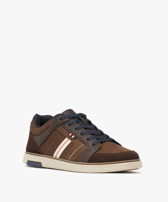 Baskets homme casual à lacets avec détails surpiqués  vue3 - URBAN STEPS - GEMO