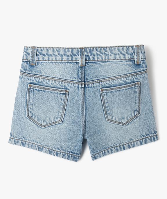 Short en jean délavé à broderies tropicales fille vue4 - GEMO 4G FILLE - GEMO