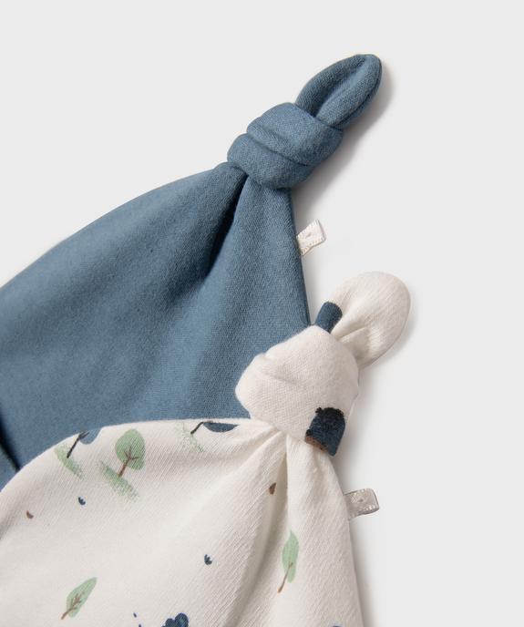 Bonnet de naissance en jersey avec noeud bébé garçon (lot de 2)  vue3 - GEMO 4G BEBE - GEMO