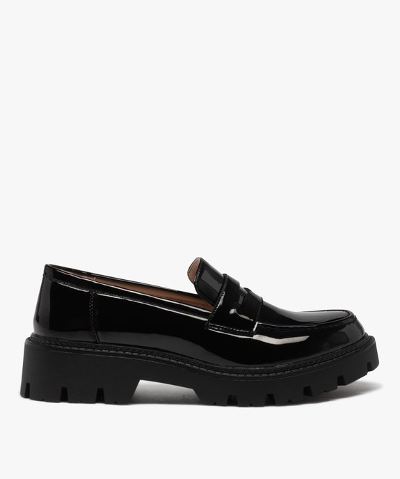 Mocassins femme unis avec dessus verni et semelle crantée vue2 - GEMO (CASUAL) - GEMO