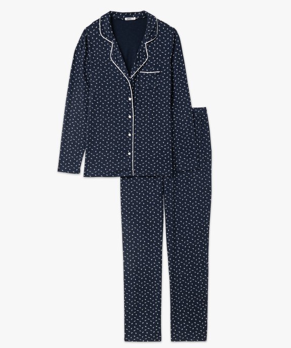 Pyjama deux pièces en viscose femme : chemise et pantalon vue4 - GEMO 4G FEMME - GEMO
