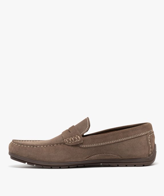 Mocassins en cuir velours homme - Tanéo vue3 - TANEO - GEMO