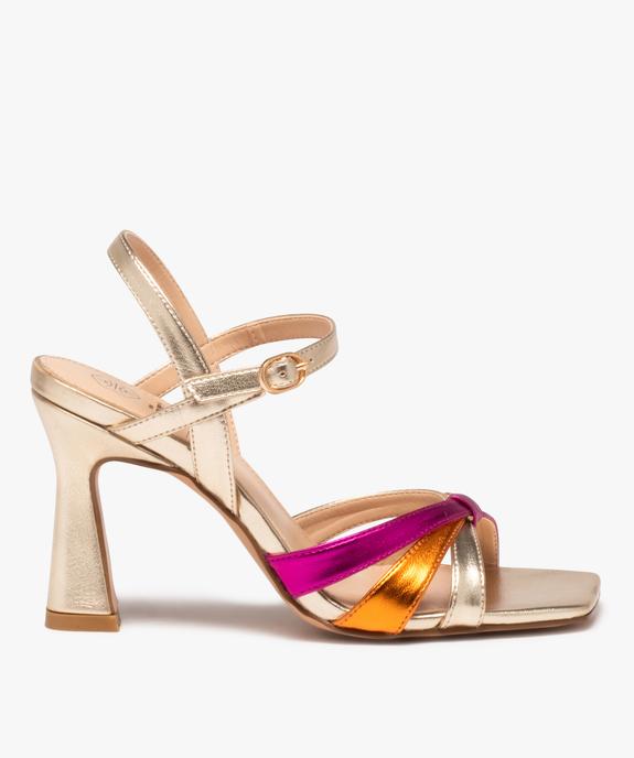 Sandales femme à talon spool et brides nouées effet métallisé vue1 - GEMO(URBAIN) - GEMO