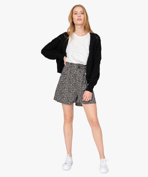 Short femme imprimé avec taille haute élastiquée  vue5 - GEMO(FEMME PAP) - GEMO