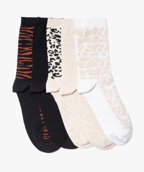 Chaussettes femme tige haute motif animalier vue1 - GEMO 4G FEMME - GEMO