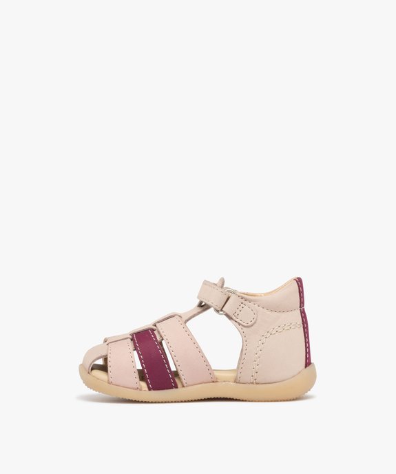 Chaussures premiers pas ouvertes en cuir bébé fille - Kickers vue3 - KICKERS - GEMO