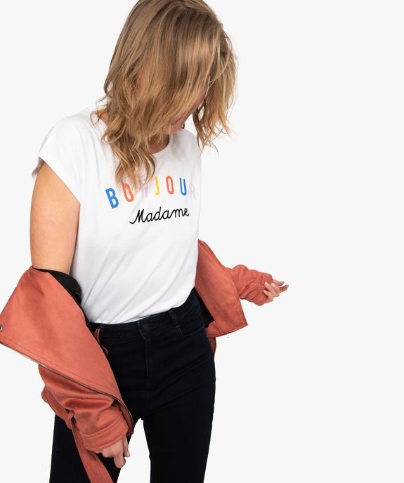 Tee-shirt femme coupe large avec inscription vue1 - GEMO(FEMME PAP) - GEMO