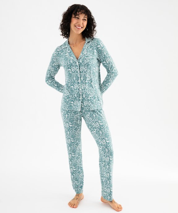 Pyjama deux pièces en viscose femme : chemise et pantalon vue2 - GEMO 4G FEMME - GEMO
