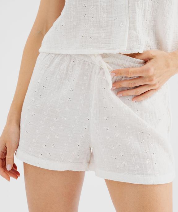 Pyjashort en gaze de coton ajourée femme - LuluCastagnette vue4 - LULUCASTAGNETTE - GEMO
