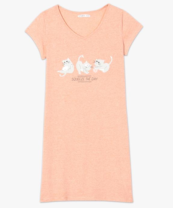 Chemise de nuit imprimée à manches courtes femme vue4 - GEMO 4G FEMME - GEMO