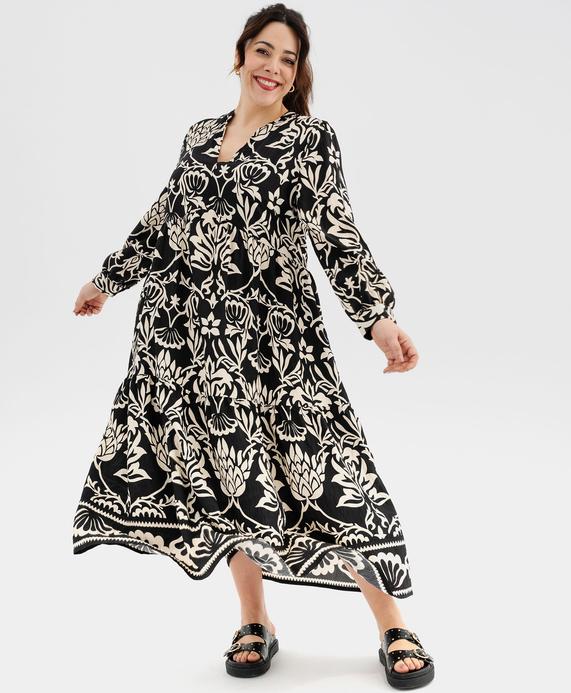 Robe à manches longues à motifs fleuris femme grande taille vue1 - GEMO 4G GT - GEMO