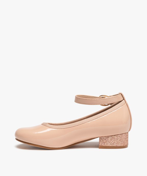 Ballerines fille vernies à talon pailleté et bride de cheville vue3 - GEMO (ENFANT) - GEMO