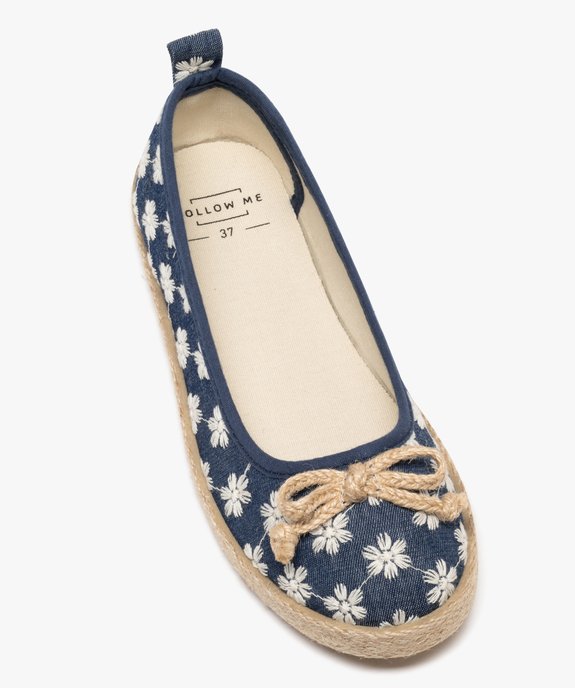 Ballerines en toile imprimée à semelle de corde femme vue6 - FOLLOW ME - GEMO