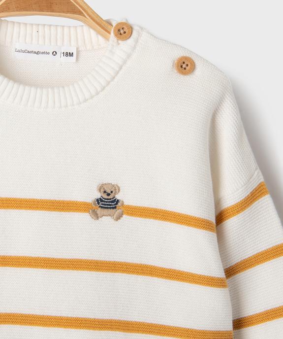 Pull rayé en fine maille bébé garçon - LuluCastagnette vue3 - LULUCASTAGNETTE - GEMO