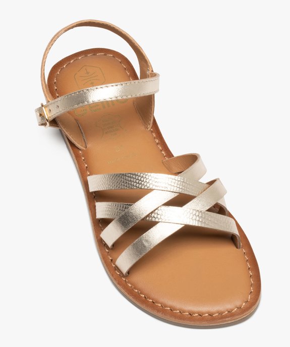 Sandales fille à talon plat et brides croisées en cuir vue5 - GEMO (ENFANT) - GEMO