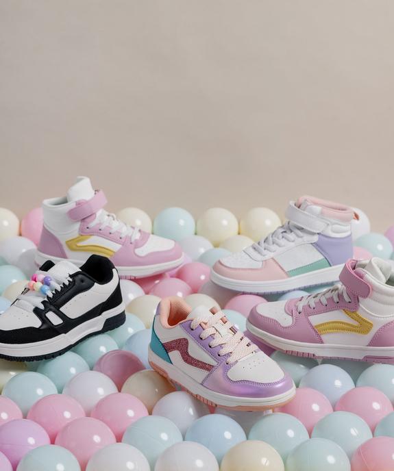 Baskets montantes tricolores à lacets élastiques et scratch fille vue2 - CAMPS GEMO FOR GOOD - GEMO