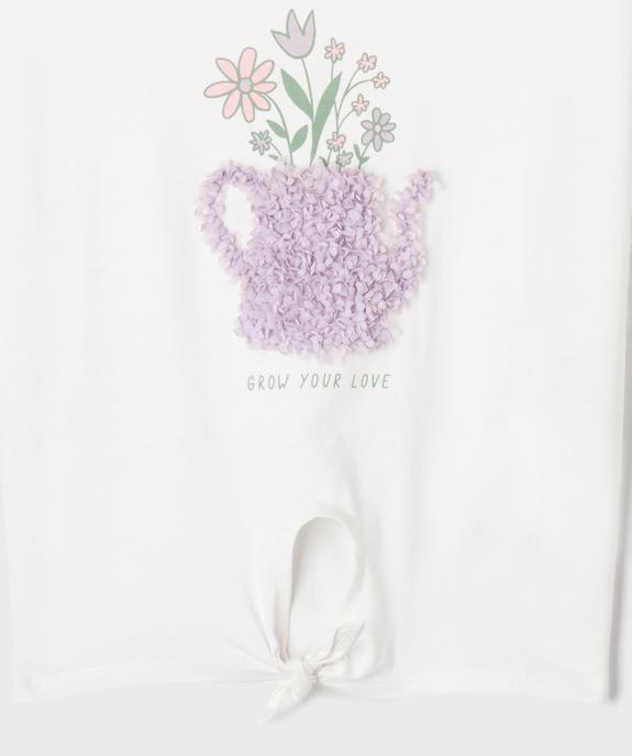 Tee-shirt manches courtes avec motif en relief et noeud fille vue2 - GEMO (ENFANT) - GEMO