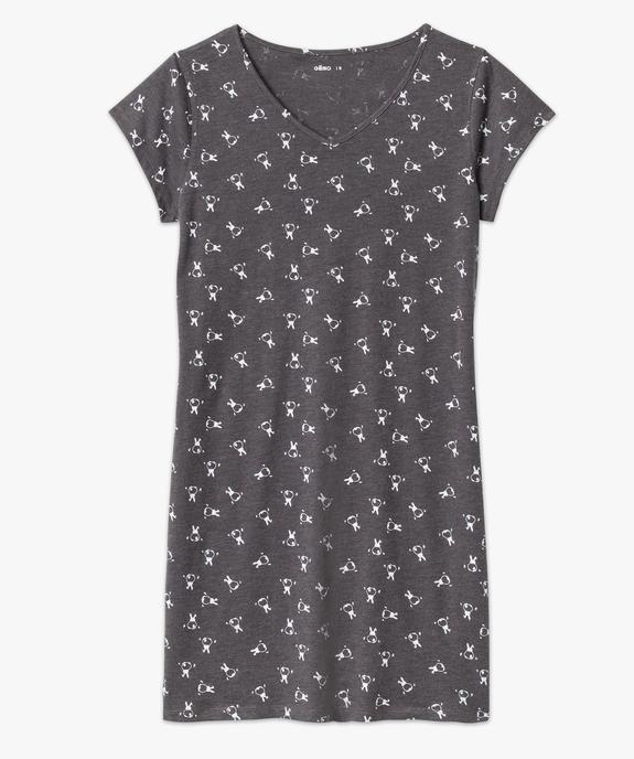 Chemise de nuit imprimée à manches courtes femme vue4 - GEMO 4G FEMME - GEMO