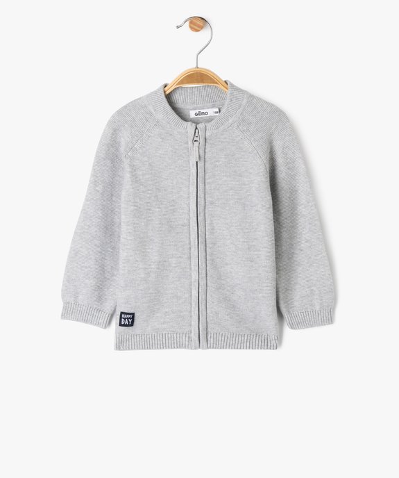 Gilet bébé en maille à fermeture zippée vue5 - GEMO(BEBE DEBT) - GEMO