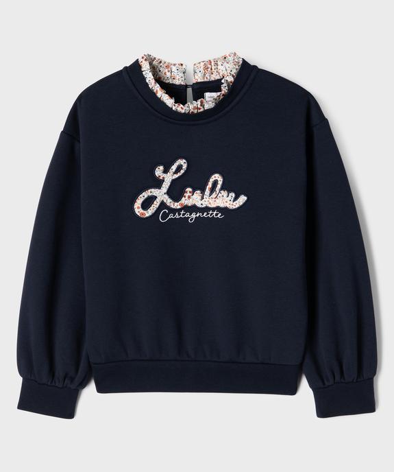 Sweat à col froncé et inscription brodée fille - LuluCastagnette vue2 - LULUCASTAGNETTE - GEMO