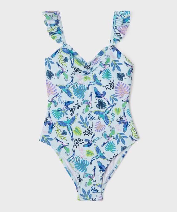 Maillot de bain 1 pièce fleuri à bretelles volantées fille vue2 - GEMO (ENFANT) - GEMO