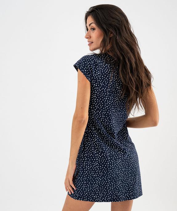 Chemise de nuit manches courtes en coton à col V femme vue3 - GEMO 4G FEMME - GEMO