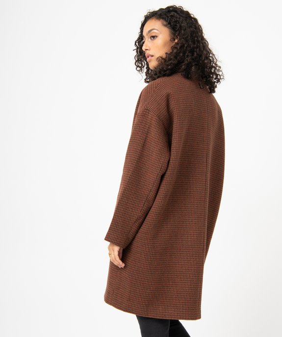 Manteau femme en drap de laine motif pied-de-poule vue3 - GEMO(FEMME PAP) - GEMO