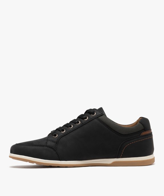 Baskets basses à lacets et jeu de matières homme vue4 - URBAN STEPS - GEMO