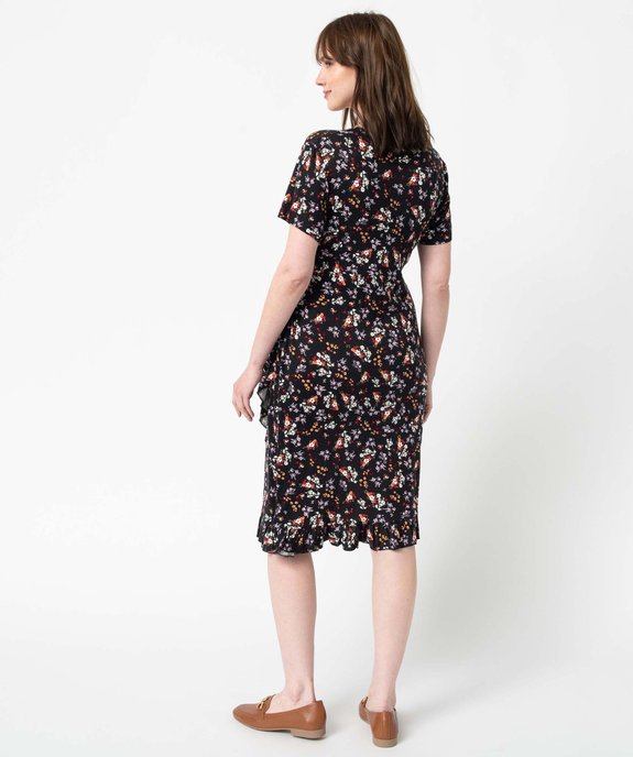 Robe de grossesse coupe portefeuille avec volant dans le bas vue3 - GEMO (MATER) - GEMO