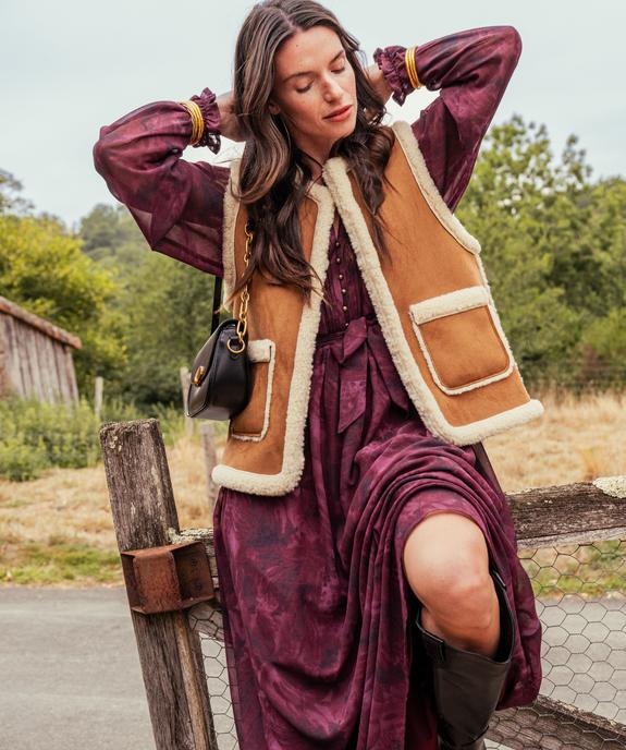 Veste sans manches en suédine et doublure sherpa femme vue5 - GEMO(FEMME PAP) - GEMO