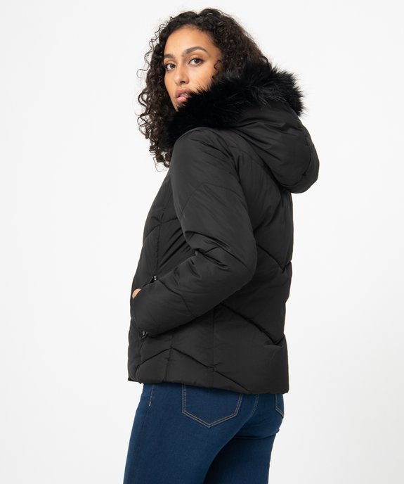 Doudoune femme à capuche en fourrure imitation vue3 - GEMO(FEMME PAP) - GEMO