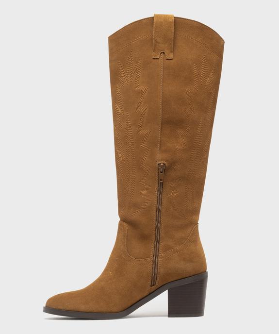 Bottes dessus cuir velours esprit Santiag femme - Tanéo vue3 - TANEO - GEMO