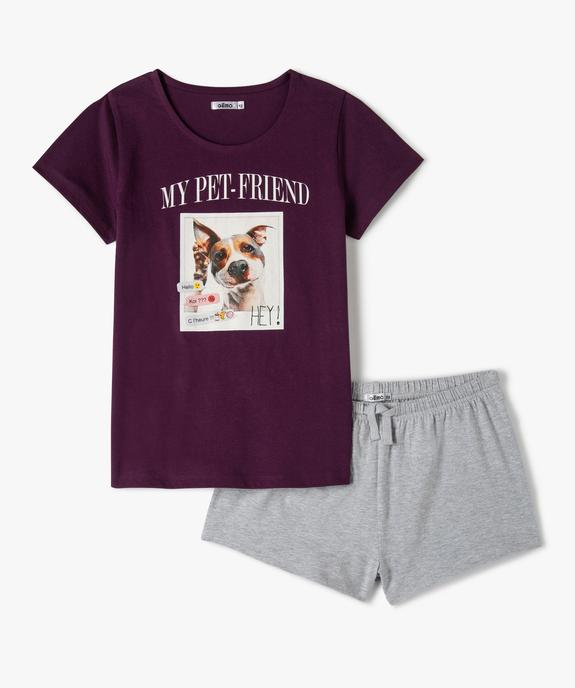Pyjashort fille avec photo de chien vue1 - GEMO (JUNIOR) - GEMO