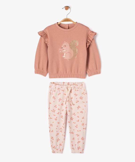Ensemble 2 pièces sweat et pantalon en molleton bébé fille vue1 - GEMO(BEBE DEBT) - GEMO