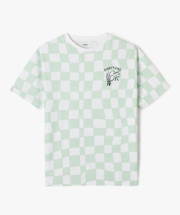 Tee-shirt à damier graphique garçon vue1 - GEMO (JUNIOR) - GEMO
