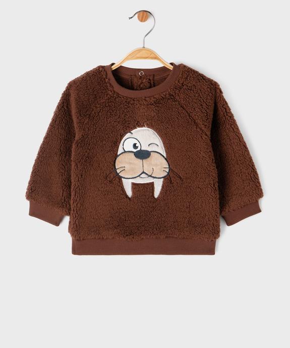 Sweat en sherpa douillet imprimé bébé garçon vue1 - GEMO(BEBE DEBT) - GEMO