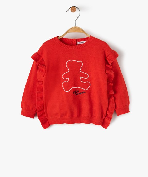 Pull bébé fille avec volants sur les côtés – Lulu Castagnette vue1 - LULUCASTAGNETTE - GEMO