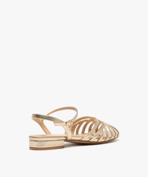 Sandales à petit talon et brides fines croisées métallisées femme - Valentina Baldano vue4 - VALENTINA BALDA - GEMO