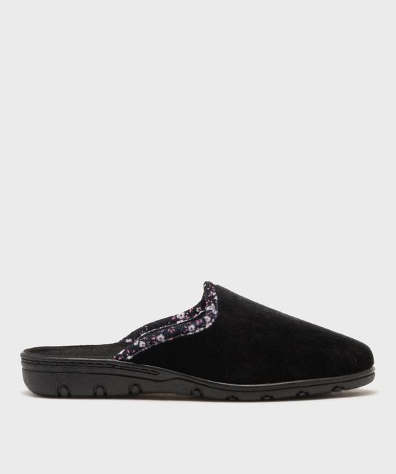 Chaussons mules en velours avec biais à motifs fleuris femme vue1 - G'FLEX - GEMO