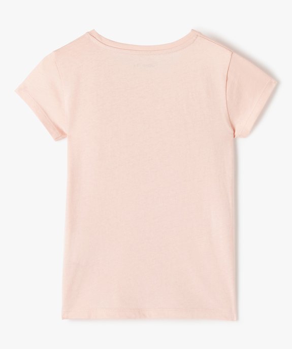Tee-shirt fille à manches courtes avec motif pailleté vue3 - GEMO (ENFANT) - GEMO