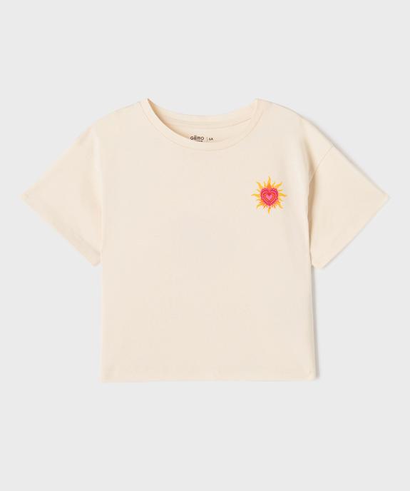 Tee-shirt manches courtes imprimé devant et dos fille  vue2 - GEMO 4G FILLE - GEMO
