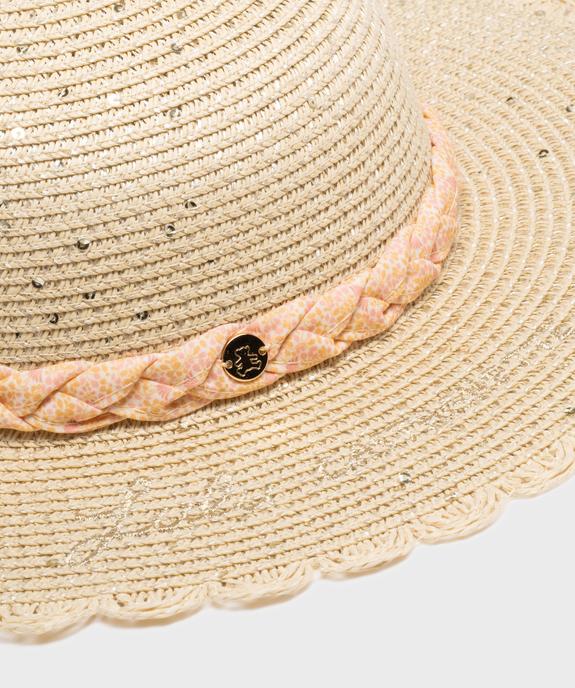 Chapeau capeline en paille à tresse fleurie fille - LuluCastagnette vue3 - LULUCASTAGNETTE - GEMO