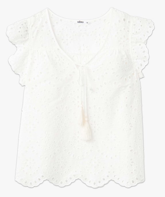 Blouse femme à manches courtes en broderie anglaise vue4 - GEMO(FEMME PAP) - GEMO