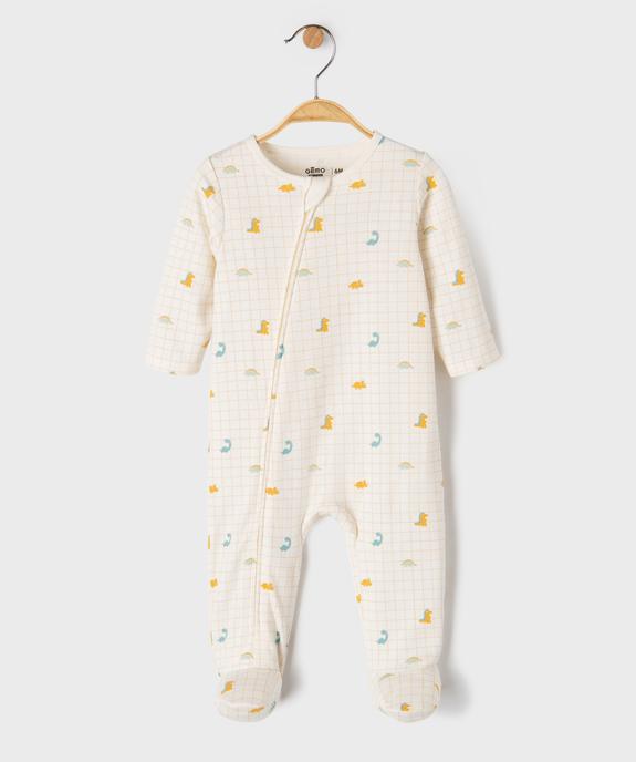 Pyjama dors bien en coton imprimé dinosaures ouverture devant par zip bébé vue1 - GEMO 4G BEBE - GEMO