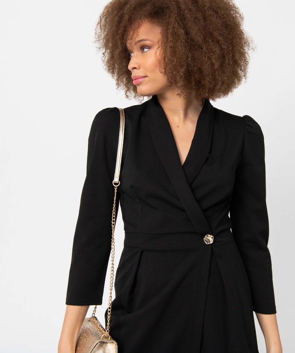 Robe femme à manches longues coupe portefeuille vue2 - GEMO(FEMME PAP) - GEMO